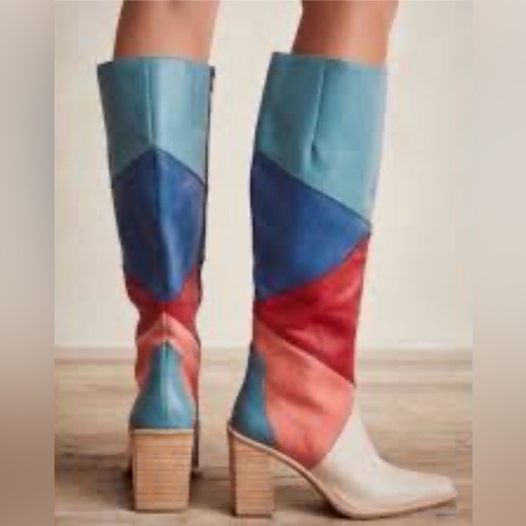 Jeffrey. Campbell RARE PATCHWORK CALIMITY KNEE HIGH HEEL BOOTS 8 HOT! - Picture 2 of 15